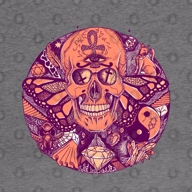 Peach Skull Circle of Humanity by kenallouis